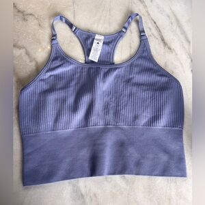 Vitality/Balance Athletica Ribbed Racerback Longline Sports Bra in Lavender Blue